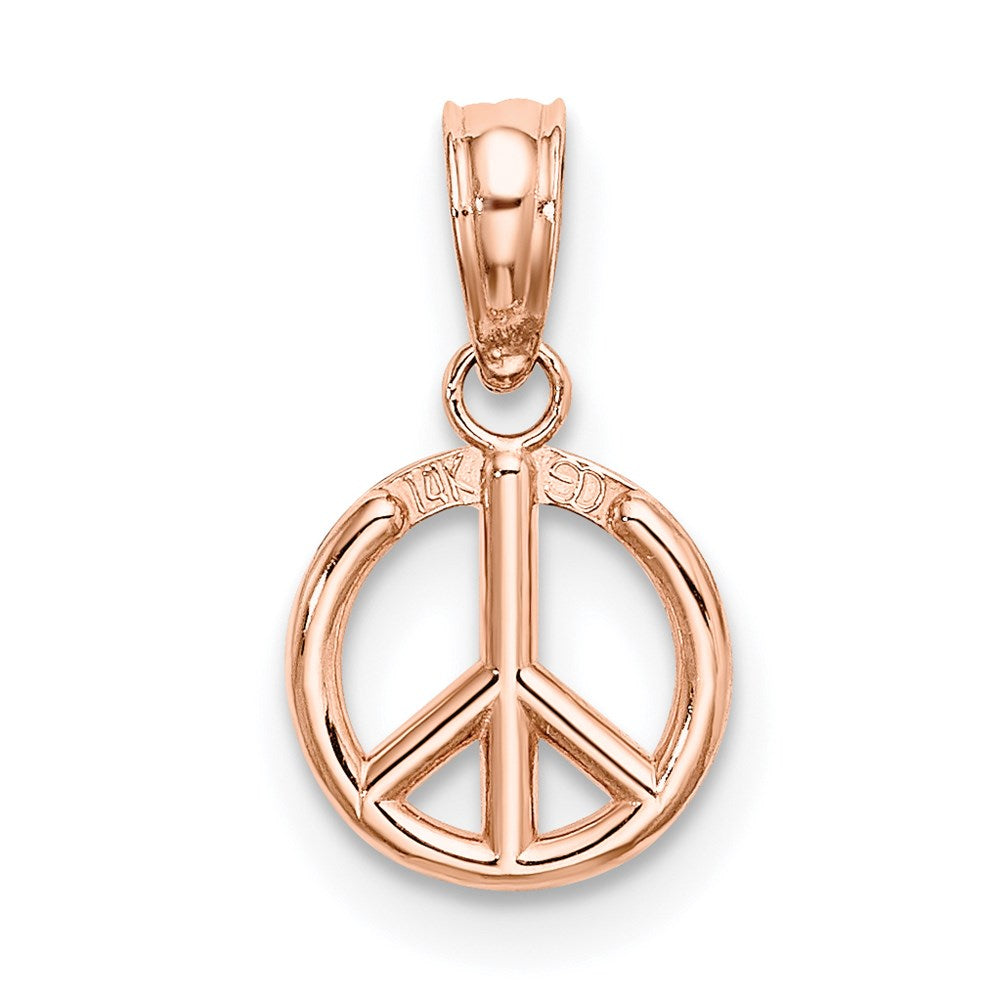 14k Rose Gold 8.1 mm Rose Gold 3-D Peace Symbol Charm (0.55 grams)