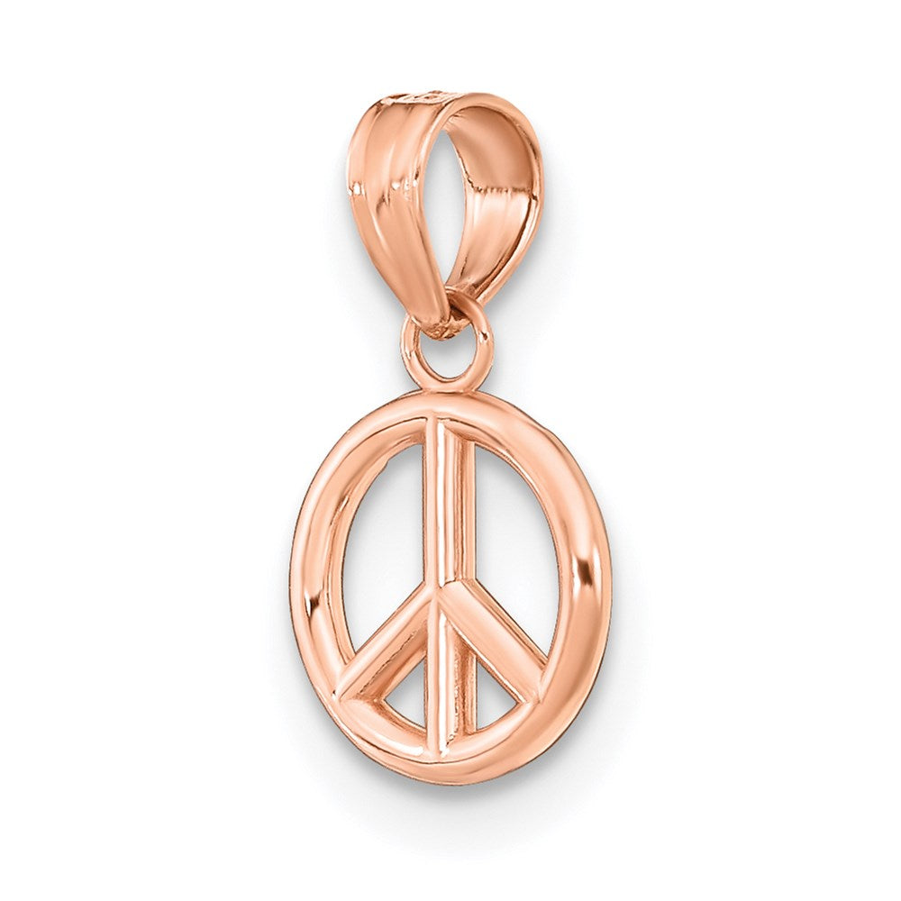 14k Rose Gold 8.1 mm Rose Gold 3-D Peace Symbol Charm (0.55 grams)