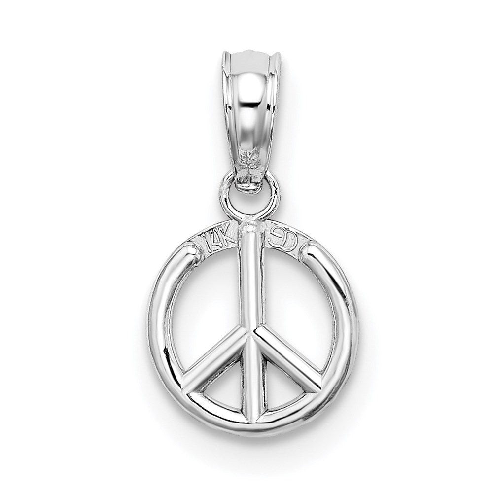 14k White Gold 8 mm  3-D Peace Symbol Charm (0.53 grams)