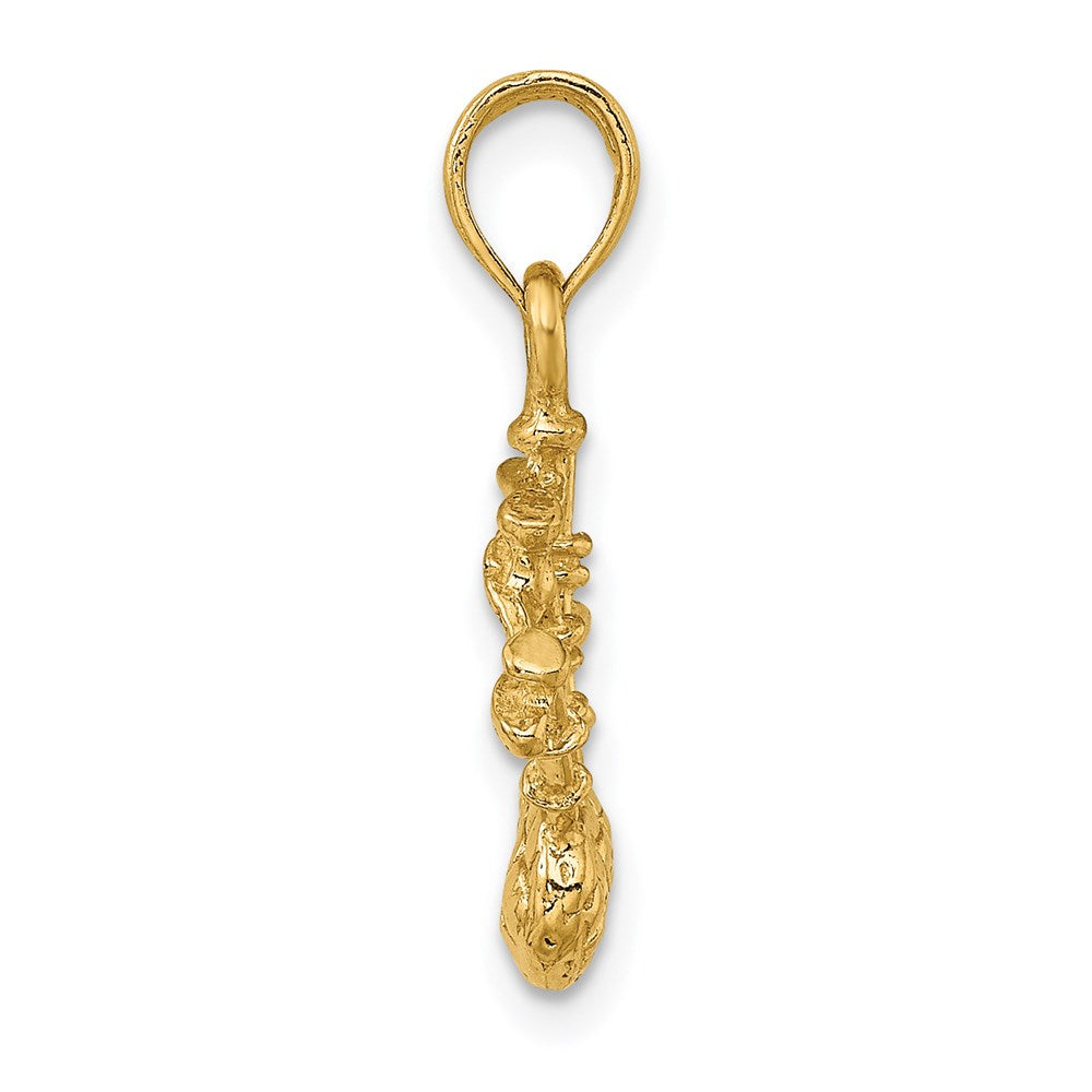 14k Yellow Gold 14.9 mm 3-D Bagpipes Charm (1.48 grams)