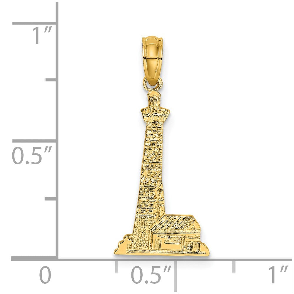 14k Yellow Gold 10.8 mm Lighthouse w/ Building Charm (0.63 grams)
