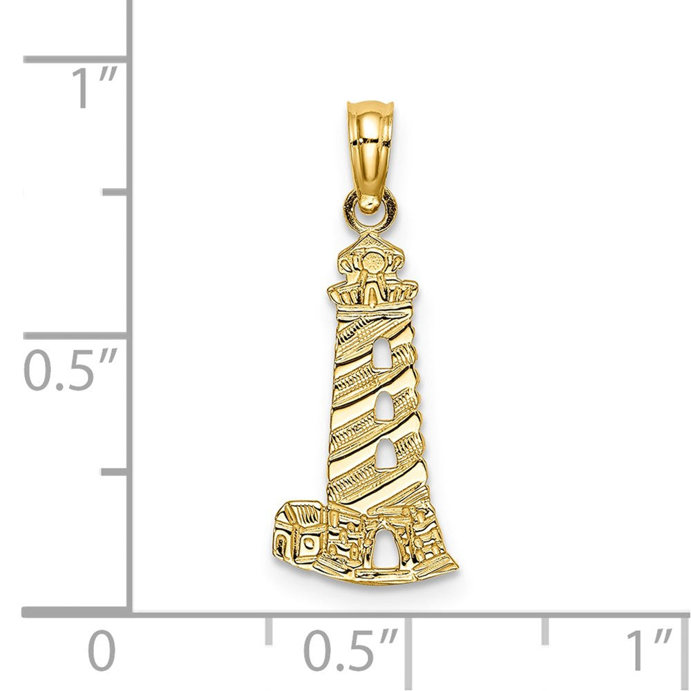 14k Yellow Gold 9.16 mm Lighthouse Charm (0.76 grams)