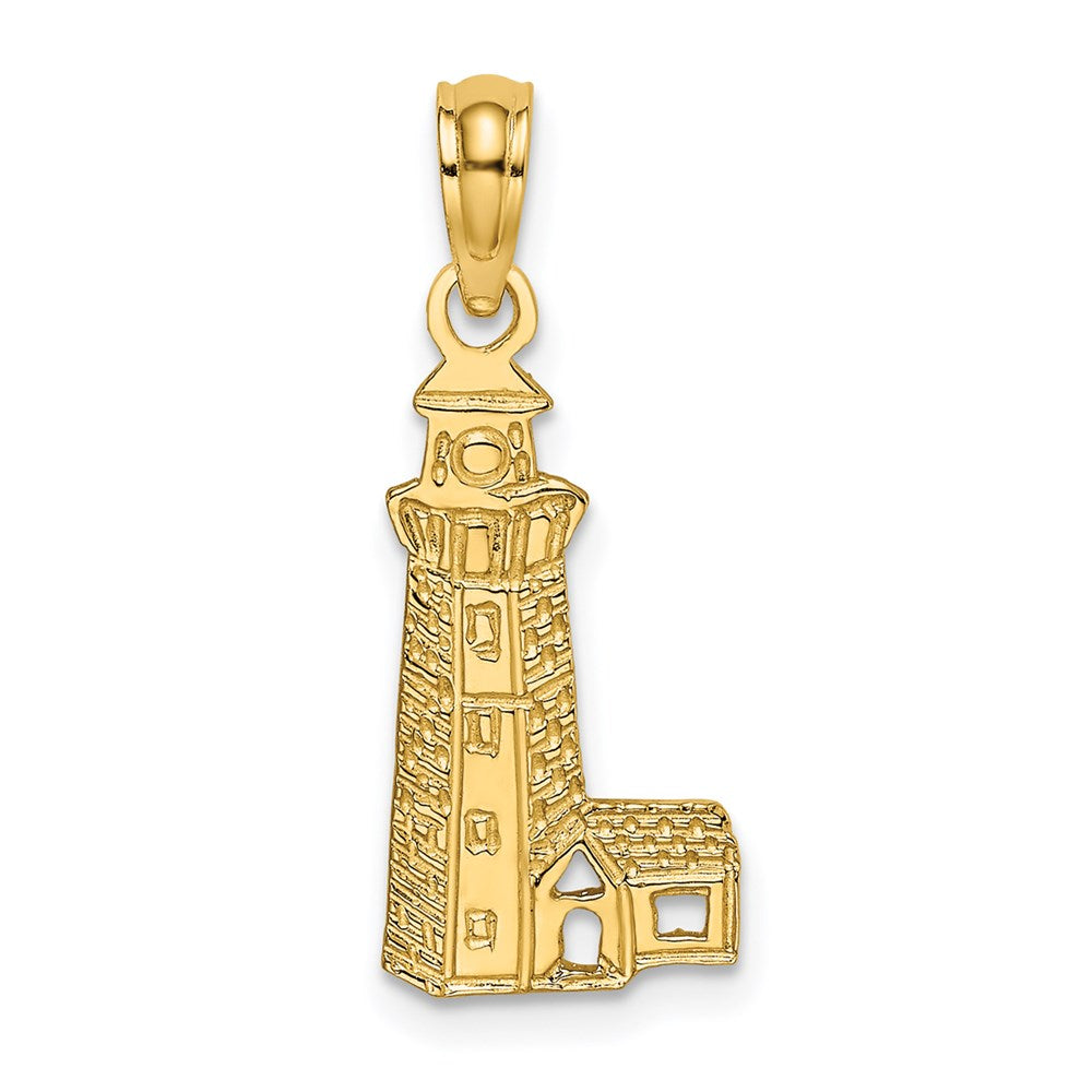 14k Yellow Gold 8.6 mm Lighthouse Charm (0.74 grams)