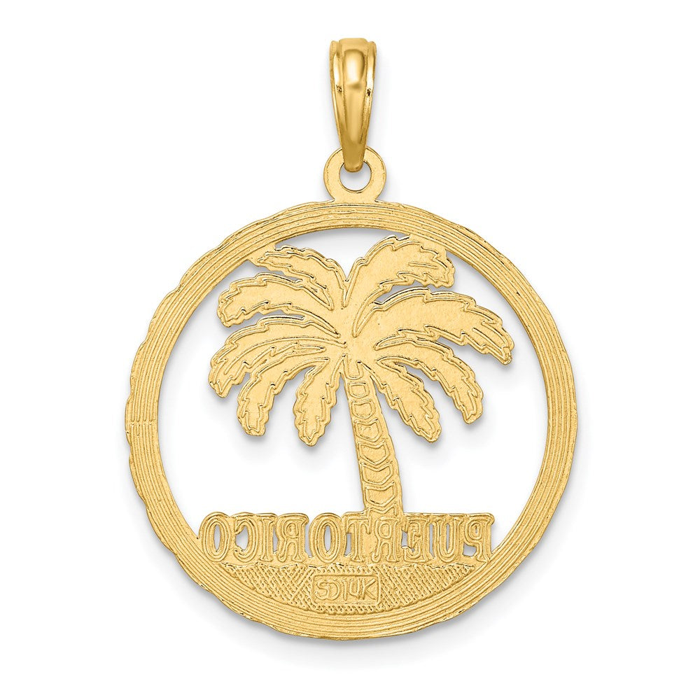 14k Yellow Gold 21.6 mm PUERTO RICO Palm Tree Charm (2.32 grams)