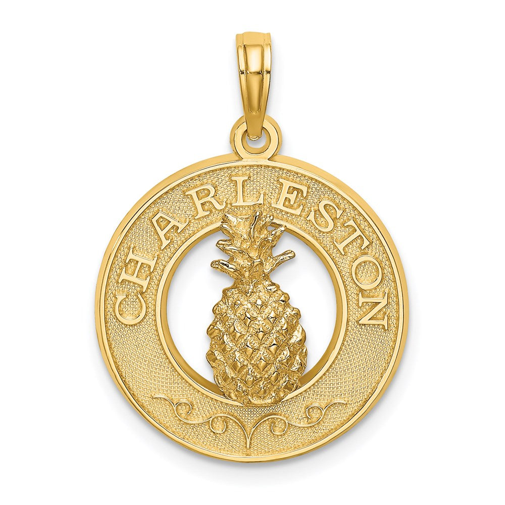 14k Yellow Gold 19.6 mm CHARLESTON Pineapple Charm (2.28 grams)
