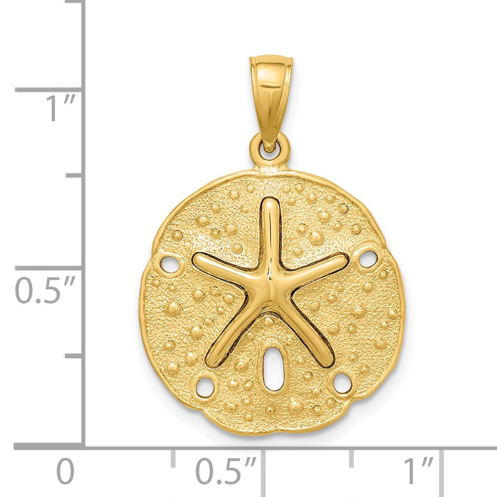14k Yellow Gold 20.05 mm Starfish on Sand Dollar Charm (3.81 grams)