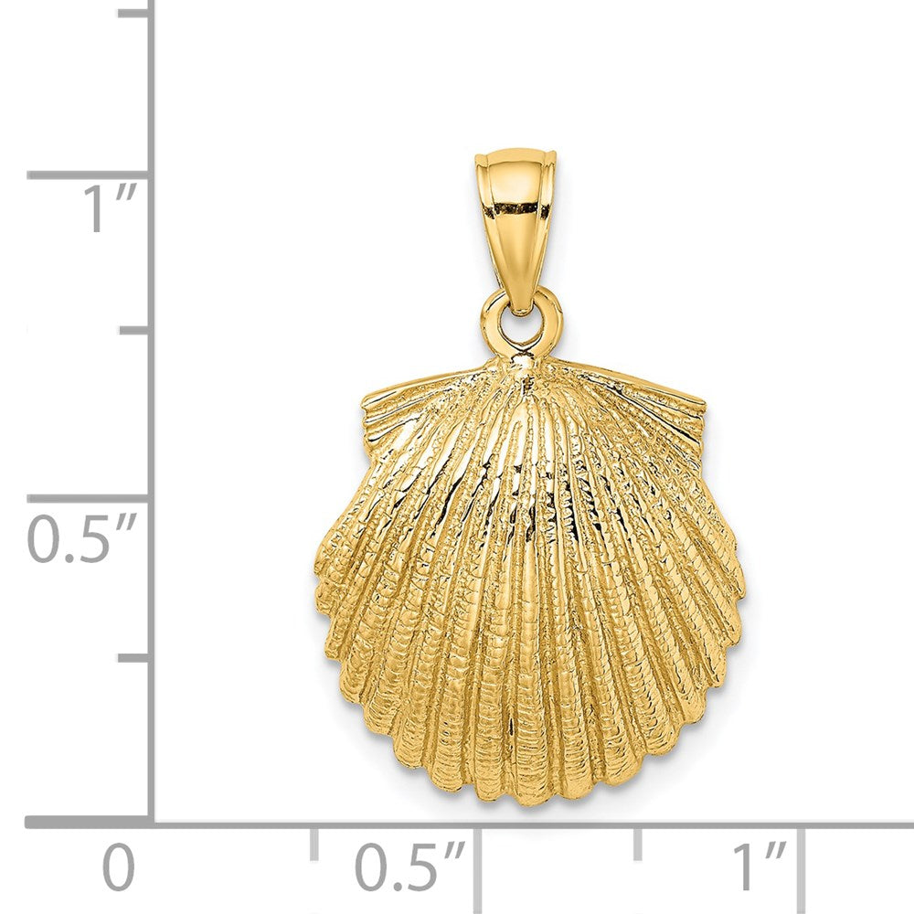 14k Yellow Gold 17.5 mm Scallop Shell Charm (3.51 grams)