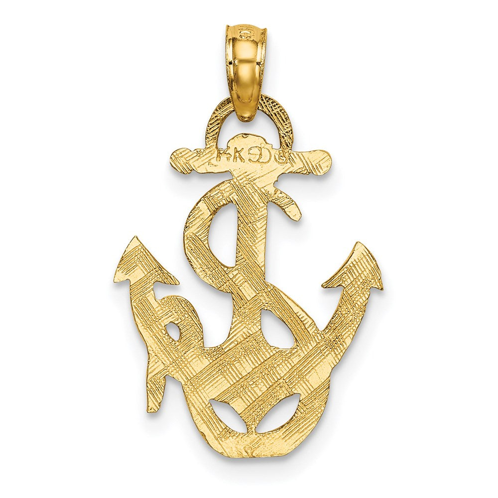 14k Yellow Gold 15 mm Polished Anchor and Rope Charm (1.12 grams)