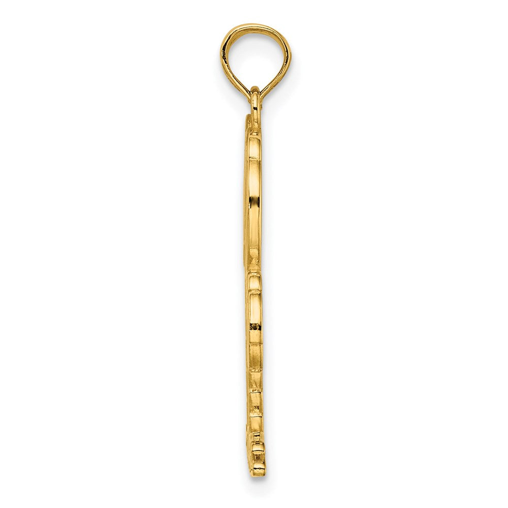 14k Yellow Gold 14.1 mm 2-D Textured Double Palm Trees Charm (1.74 grams)