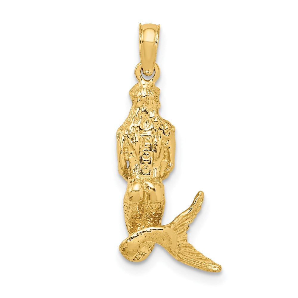 14k Yellow Gold 8.76 mm 3-D Mermaid Charm (2.28 grams)