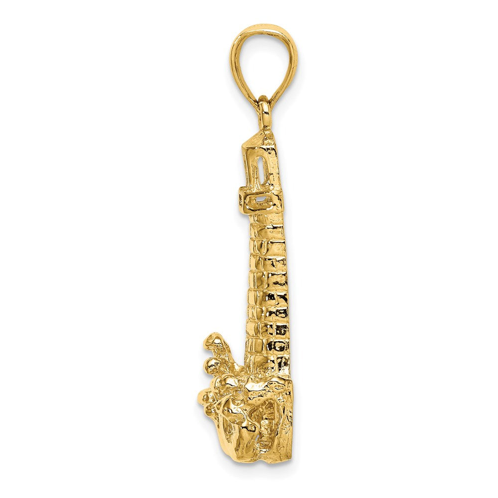 14k Yellow Gold 16.5 mm Lighthouse W/ Wave Charm (4.09 grams)