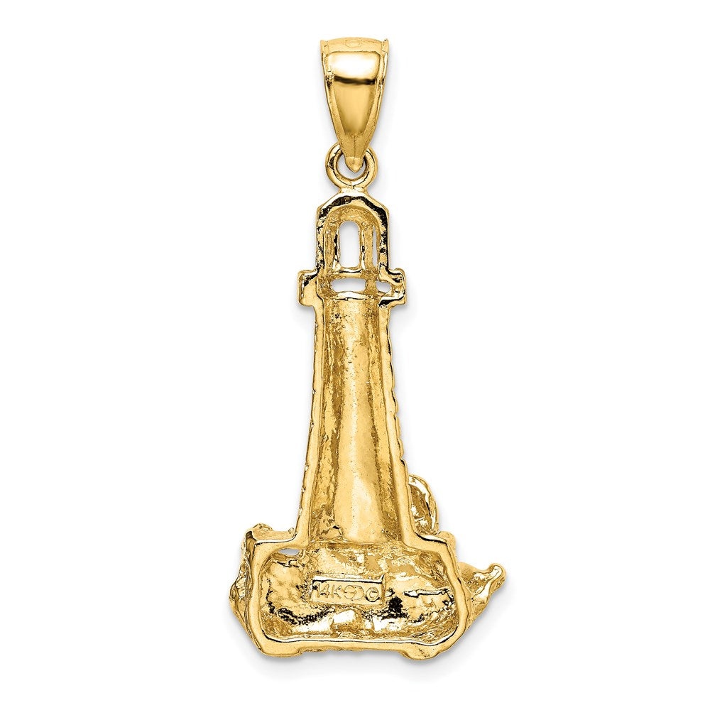 14k Yellow Gold 16.5 mm Lighthouse W/ Wave Charm (4.09 grams)