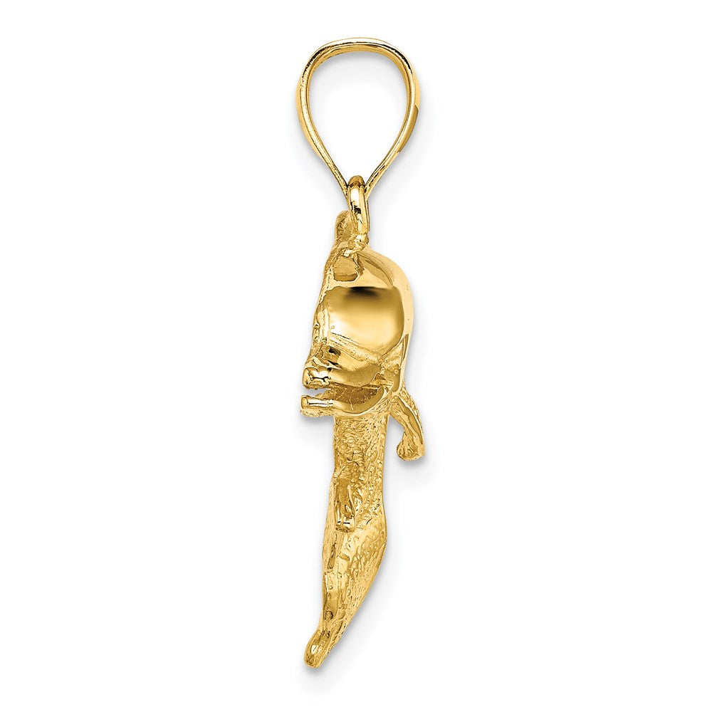 14k Yellow Gold 31.75 mm Polished and Textrued Open Mouth Dolphin Charm (3.85 grams)