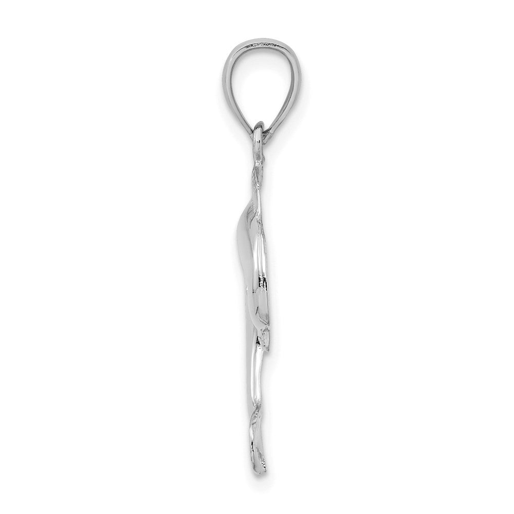 14k White Gold 15.4 mm  Polished Jumping Dolphin Charm (1.14 grams)