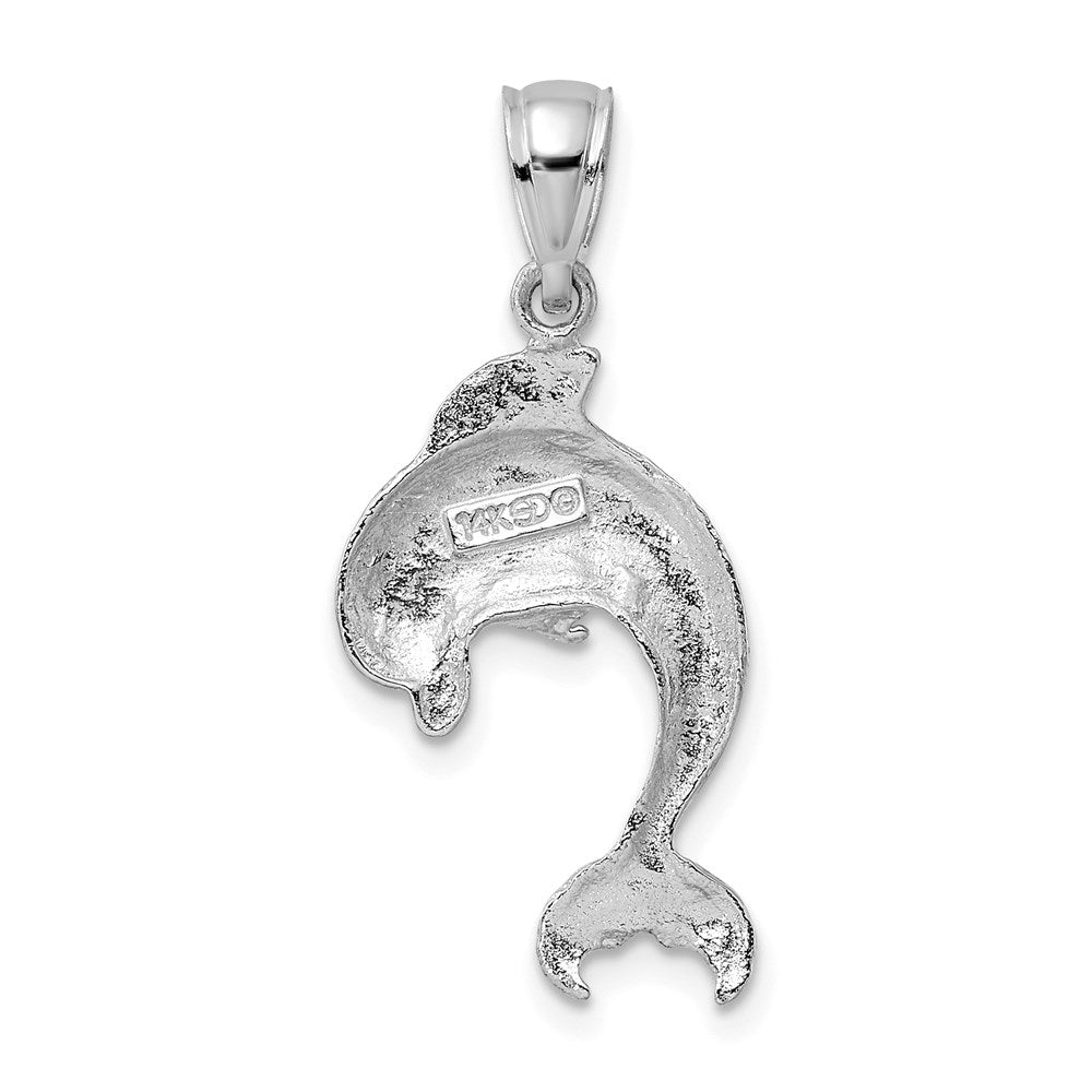 14k White Gold 15.4 mm  Polished Jumping Dolphin Charm (1.14 grams)