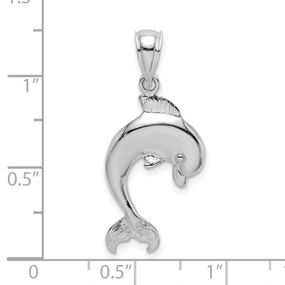 14k White Gold 15.4 mm  Polished Jumping Dolphin Charm (1.14 grams)