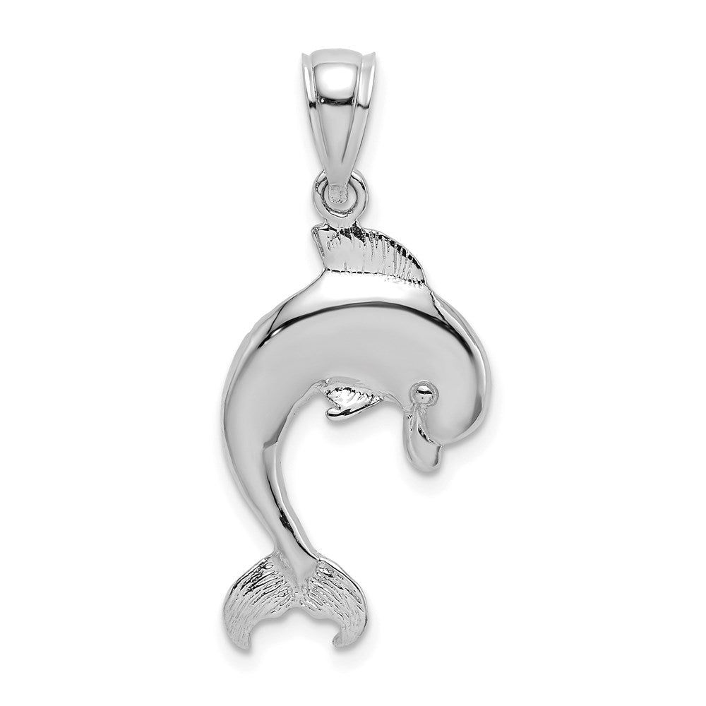 14k White Gold 15.4 mm  Polished Jumping Dolphin Charm (1.14 grams)