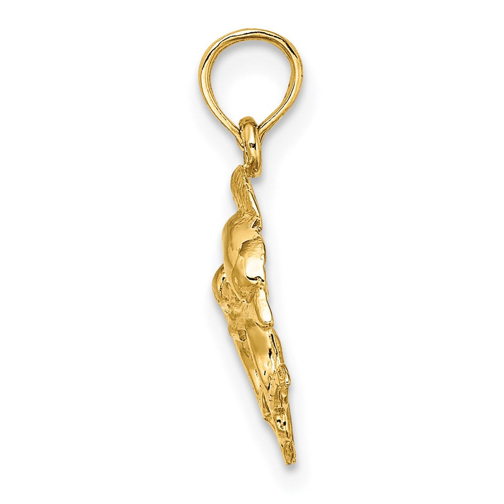 14k Yellow Gold 12.35 mm Polished 2-D Mini Double Dolphins Charm (0.88 grams)