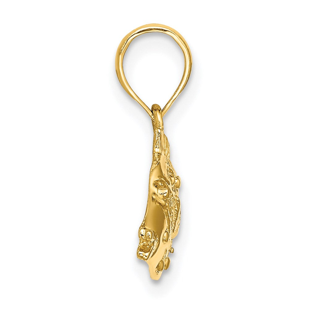 14k Yellow Gold 18.5 mm 2-D Polished Engraved Fish Charm (1.42 grams)
