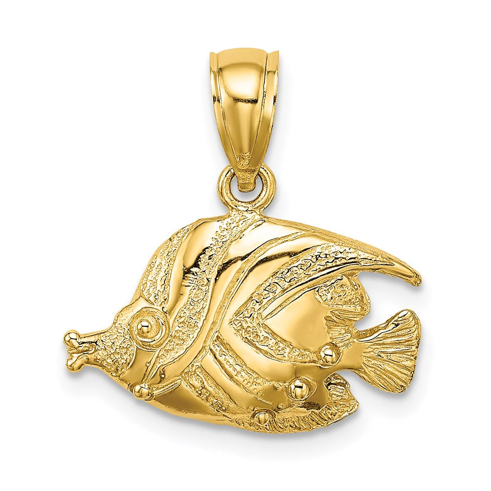 14k Yellow Gold 18.5 mm 2-D Polished Engraved Fish Charm (1.97 grams)
