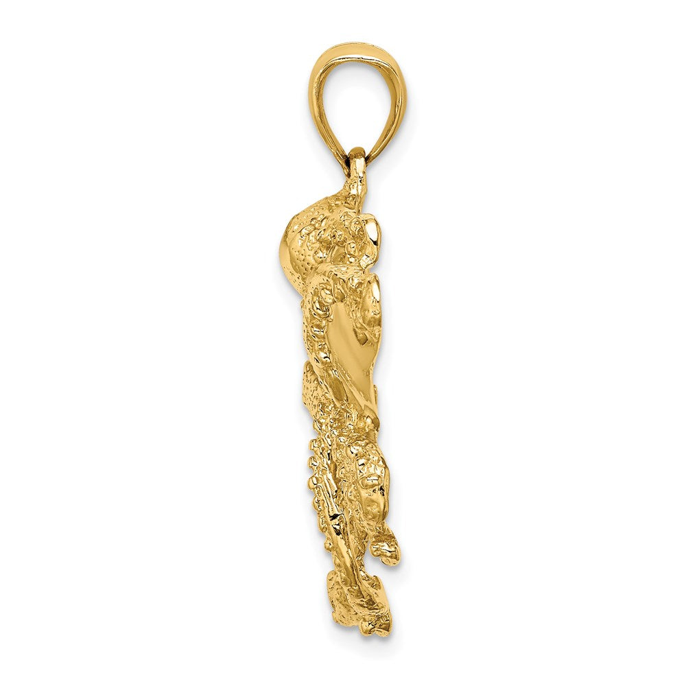 14k Yellow Gold 34.85 mm Textured Octopus Charm (5.98 grams)
