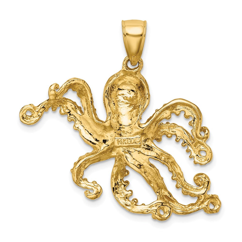 14k Yellow Gold 34.85 mm Textured Octopus Charm (5.98 grams)