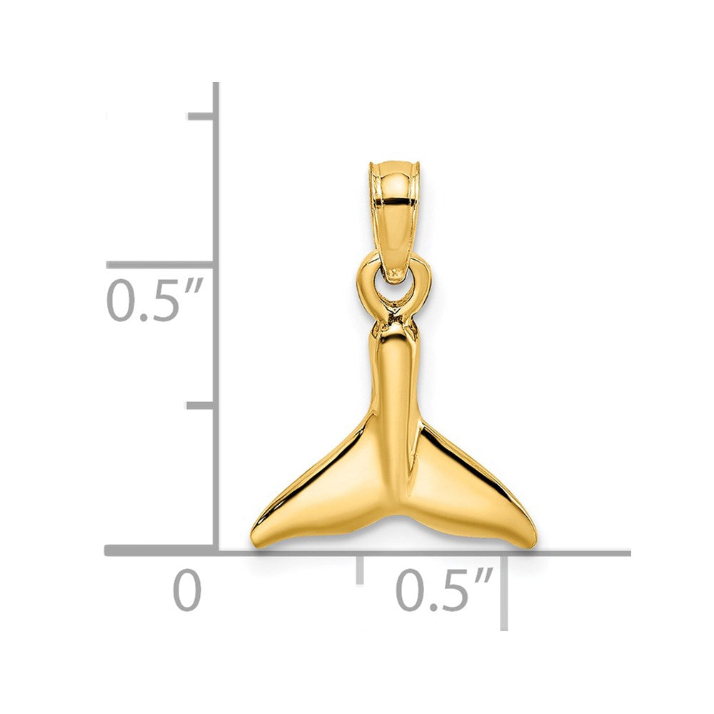 14k Yellow Gold 12.4 mm Polished Small Whale Tail Charm (0.79 grams)
