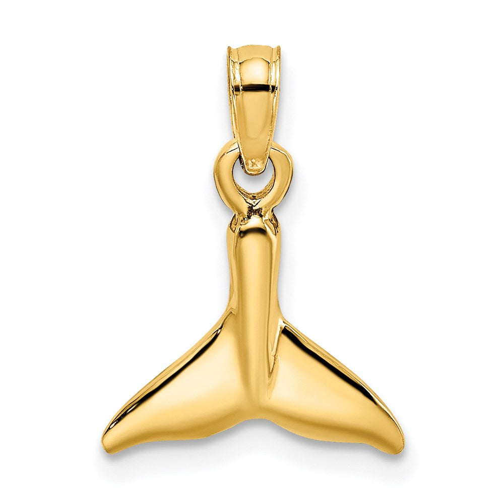 14k Yellow Gold 12.4 mm Polished Small Whale Tail Charm (0.79 grams)