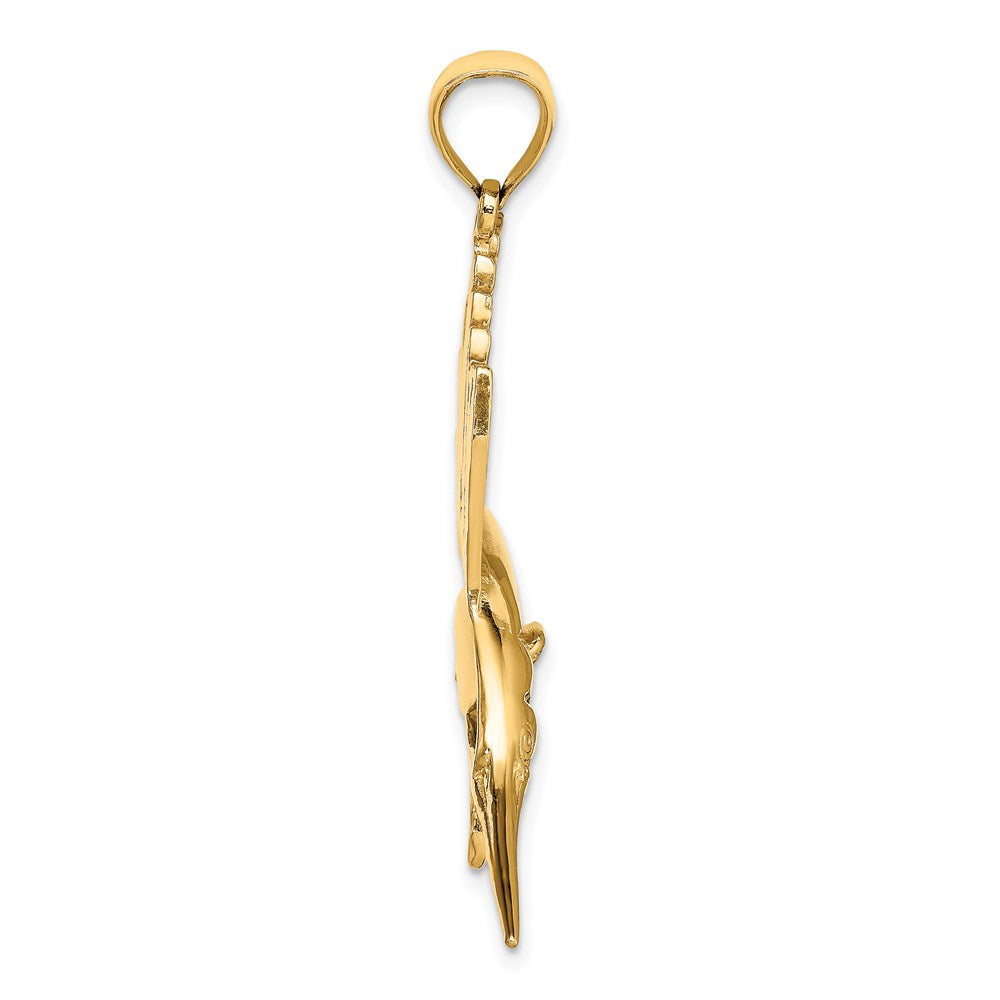 14k Yellow Gold 55 mm Polished Sailfish Charm (9.37 grams)