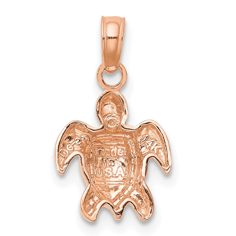 14k Rose Gold 10.25 mm Rose Gold Textured Mini Sea Turtle Charm (0.88 grams)