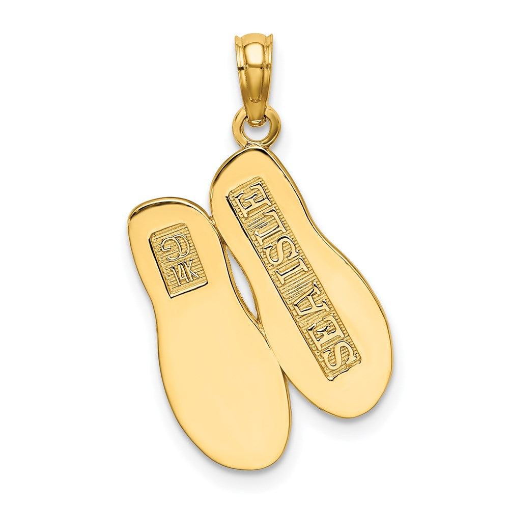 14k Yellow Gold 16.7 mm 3D Large SEA ISLE Double Flip-flop Charm (1.75 grams)