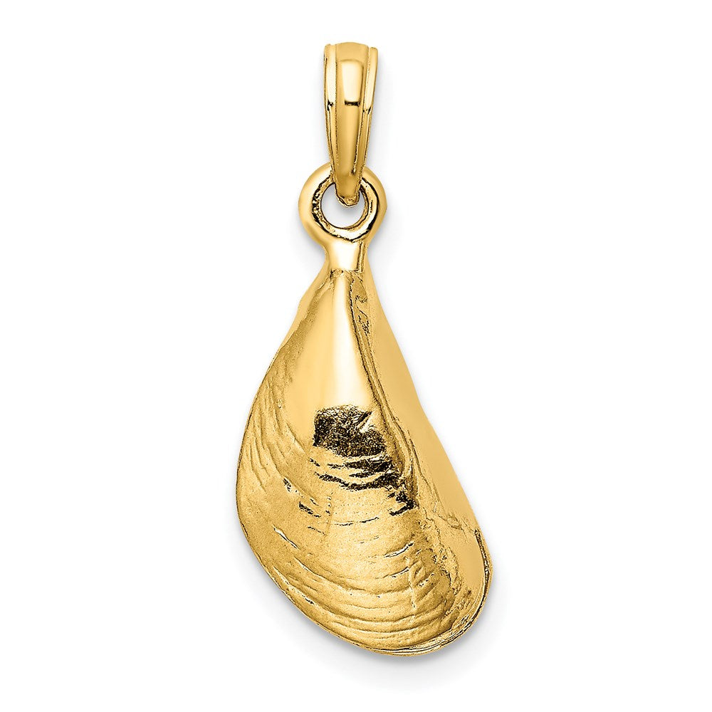 14k Yellow Gold 8.9 mm 3-D Polished Mussel Shell Charm (2.02 grams)