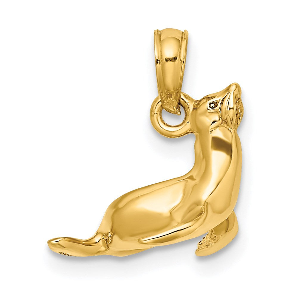 14k Yellow Gold 14.9 mm 3-D Polished Seal Charm (2.34 grams)