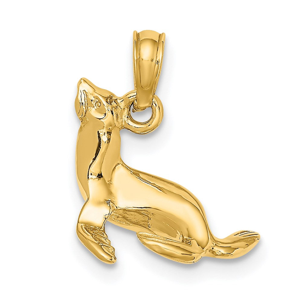 14k Yellow Gold 14.9 mm 3-D Polished Seal Charm (2.34 grams)