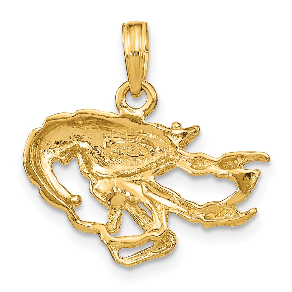 14k Yellow Gold 20.4 mm Textured Crawfish Charm (2.1 grams)