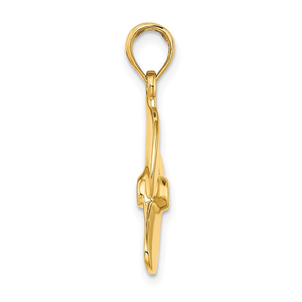 14k Yellow Gold 16.15 mm 3-D Polished Three Blade Propeller Charm (1.69 grams)