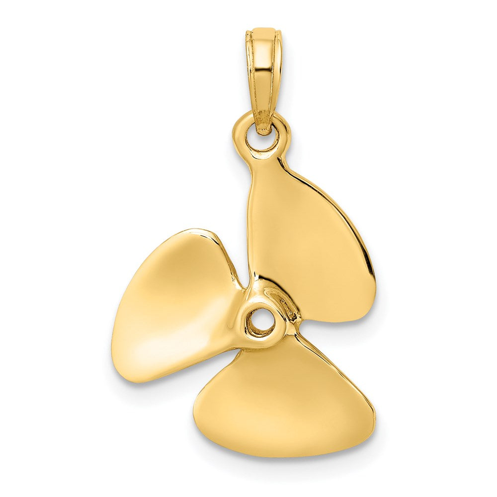 14k Yellow Gold 16.15 mm 3-D Polished Three Blade Propeller Charm (1.69 grams)