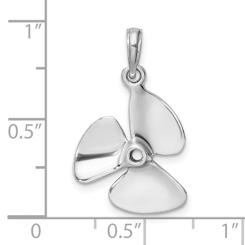 14k White Gold 16.15 mm  3-D Polished Three Blade Propeller Charm (2.12 grams)
