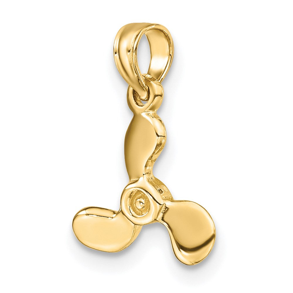 14k Yellow Gold 10.8 mm 3-D Polished Mini Three Blade Propeller Charm (0.69 grams)