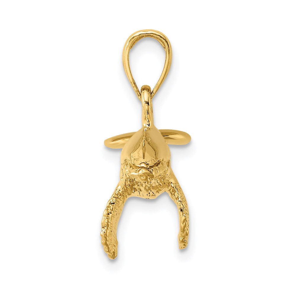 14k Yellow Gold 27.1 mm 3-D w/ Textured Underside Humpback Whale Charm (4.16 grams)