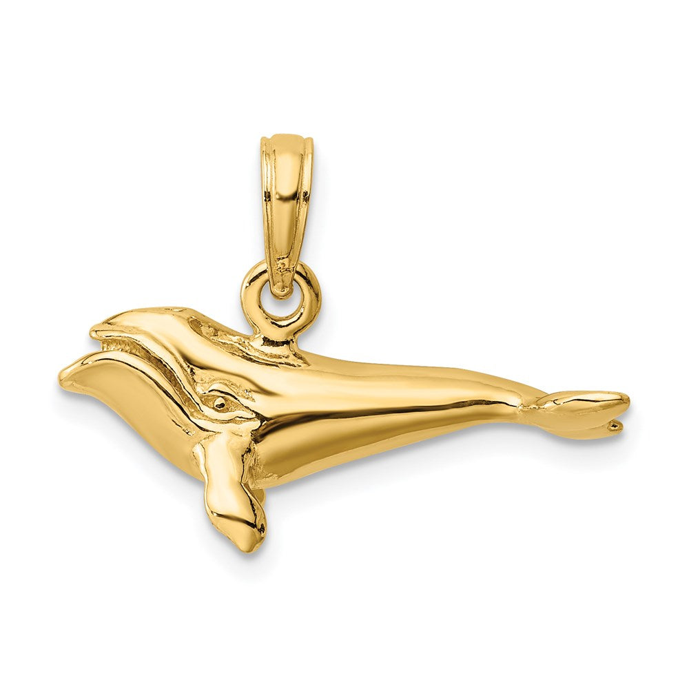 14k Yellow Gold 23.35 mm 3-D Polished Bowhead Whale Charm (3.47 grams)