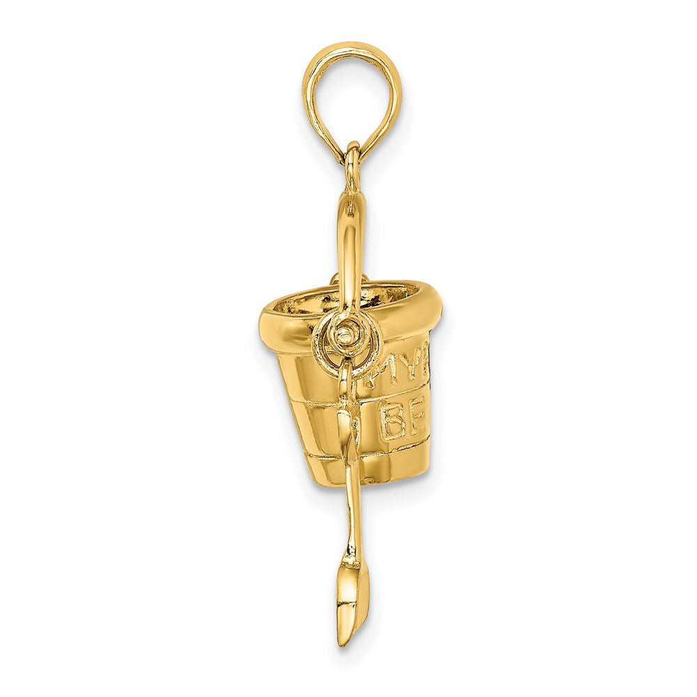 14k Yellow Gold 14.35 mm 3D MYRTLE BEACH Bucket and Shovel Charm (2.99 grams)