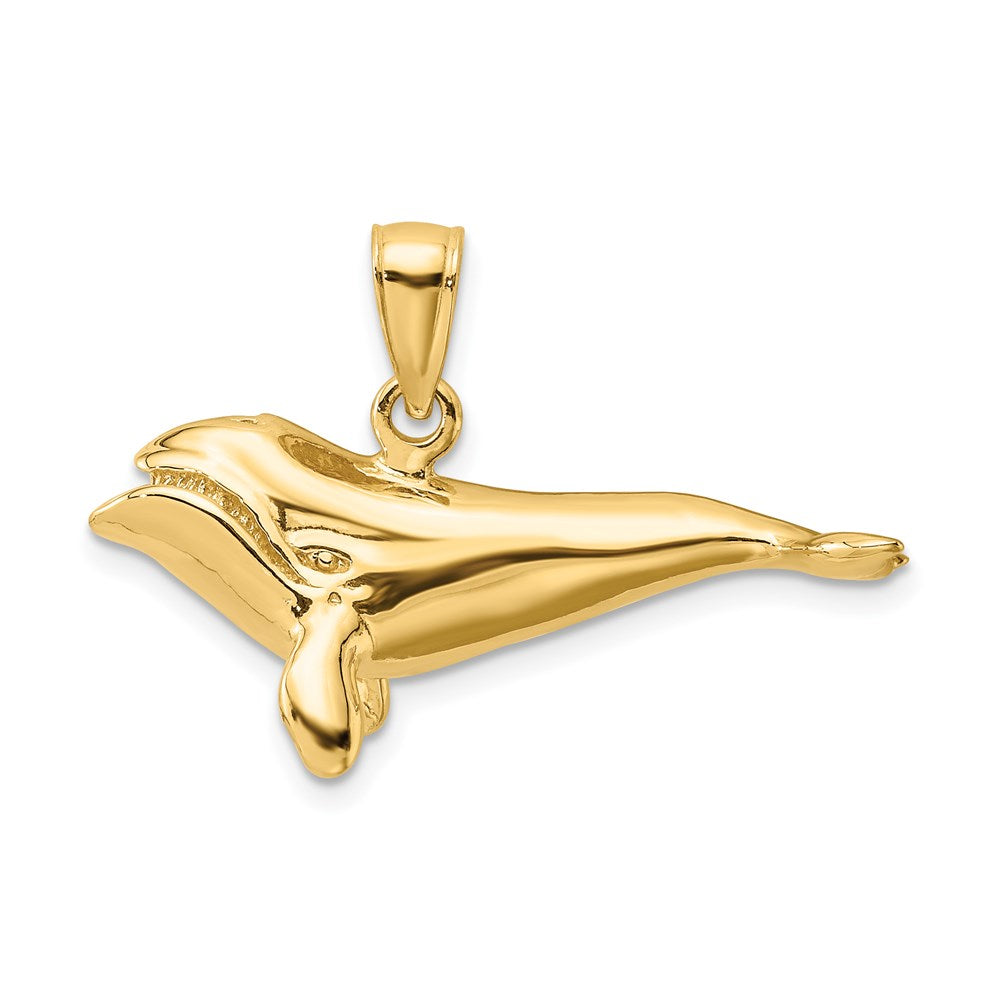 14k Yellow Gold 29.35 mm 3-D High Polished Bowhead Whale Charm (6.76 grams)