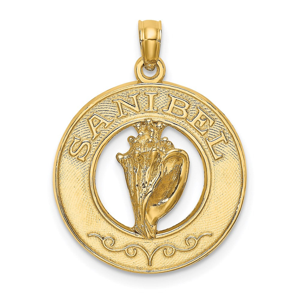 14k Yellow Gold 19.2 mm SANIBEL w/Conch Shell Circle Charm (2.38 grams)