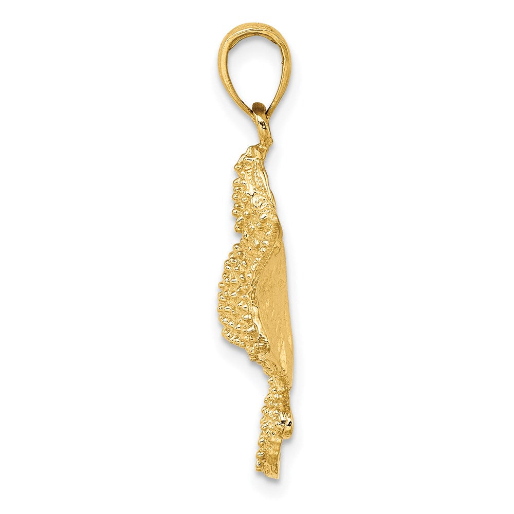 14k Yellow Gold 24.5 mm Textured Spotted Eagle Ray Charm (2.73 grams)