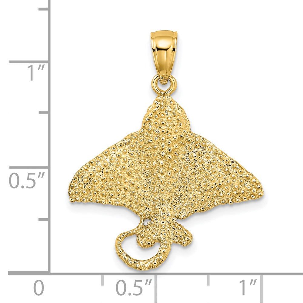 14k Yellow Gold 24.5 mm Textured Spotted Eagle Ray Charm (2.73 grams)
