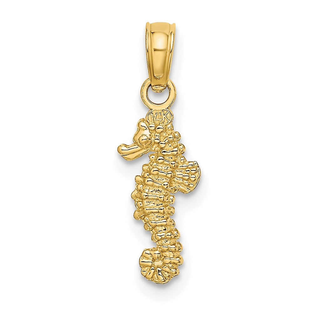 14k Yellow Gold 6.3 mm 3-D Mini Seahorse Charm (0.64 grams)