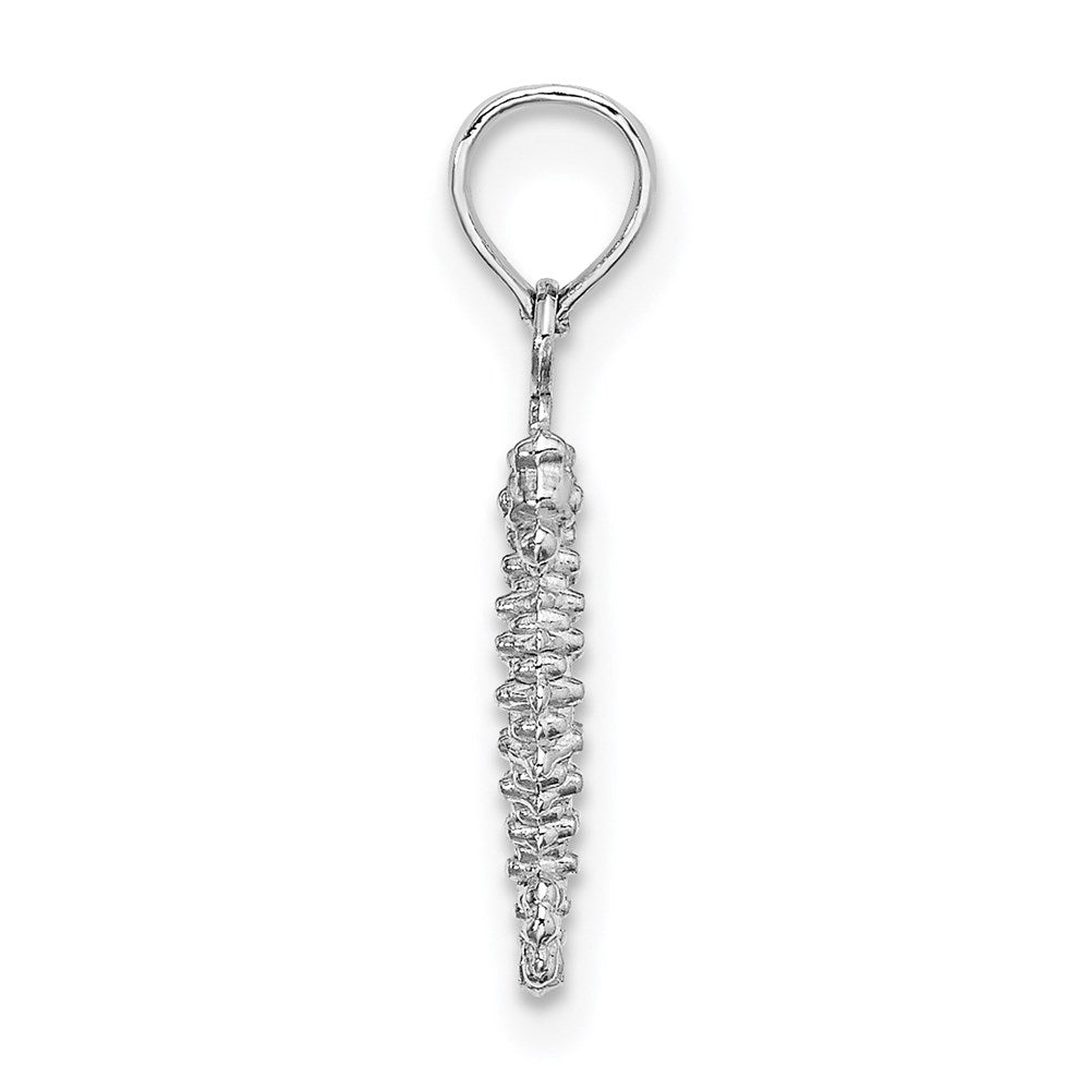 14k White Gold 6.3 mm  3-D Mini Seahorse Charm (0.63 grams)