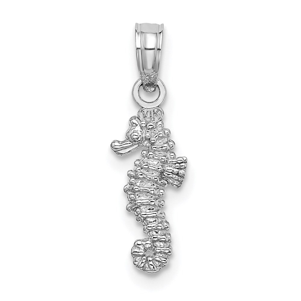 14k White Gold 6.3 mm  3-D Mini Seahorse Charm (0.63 grams)