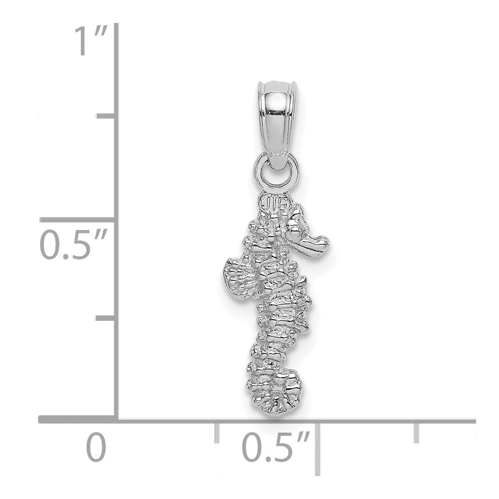 14k White Gold 6.3 mm  3-D Mini Seahorse Charm (0.63 grams)